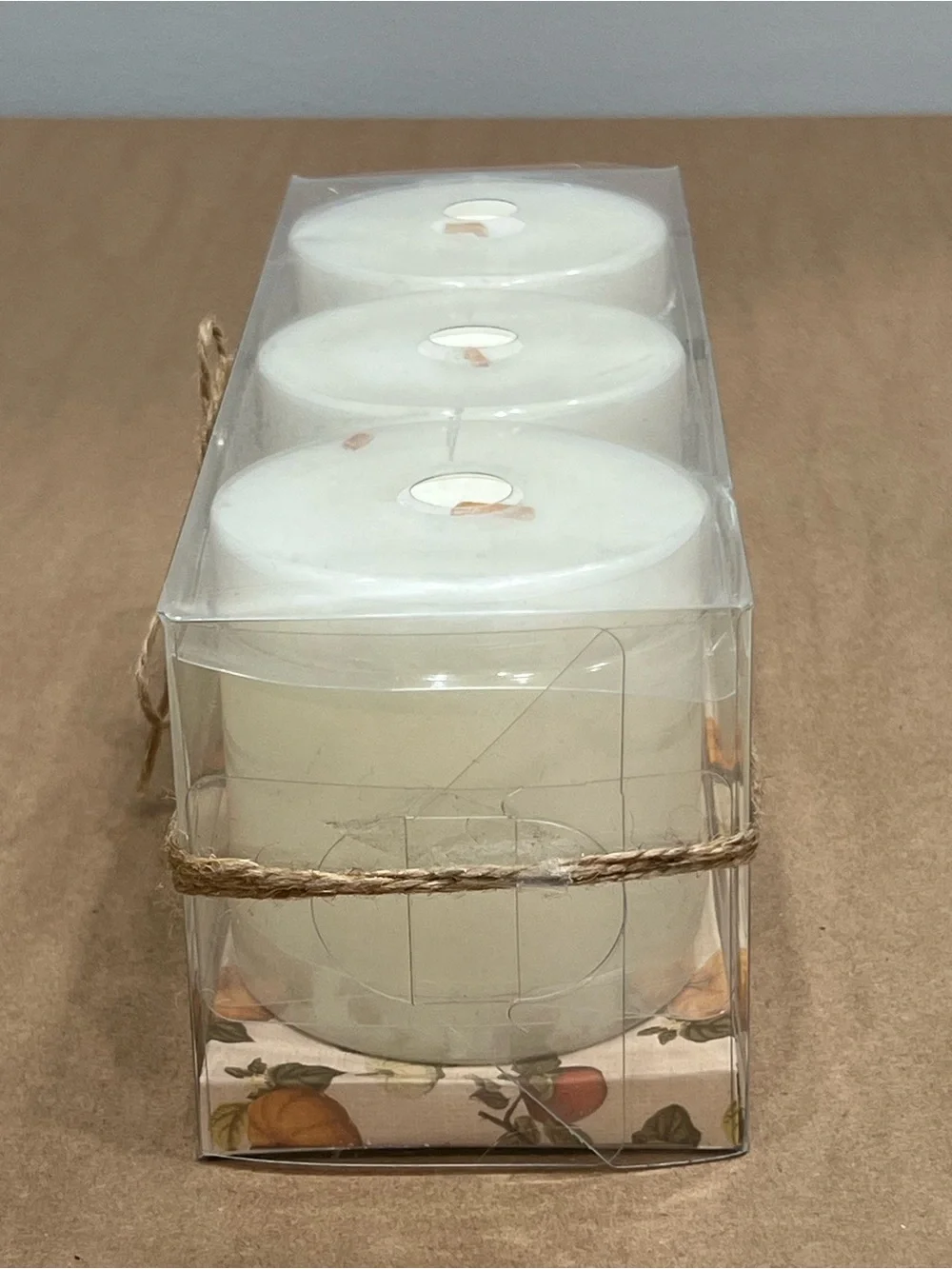 Set of 3 - 3x3 Pillar Candle White Pumpkin Scented Fall Thanksgiving